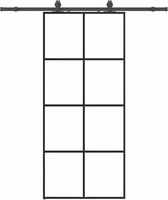 Berkfield Home Modern Sliding Glass Door with Hardware Set in Black, W: 90 cm, H: 205 cm