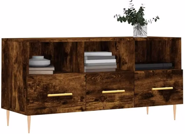 Berkfield Home Smoked Oak TV Cabinet in Brown, W/D/H: 102 x 36 x 50 cm