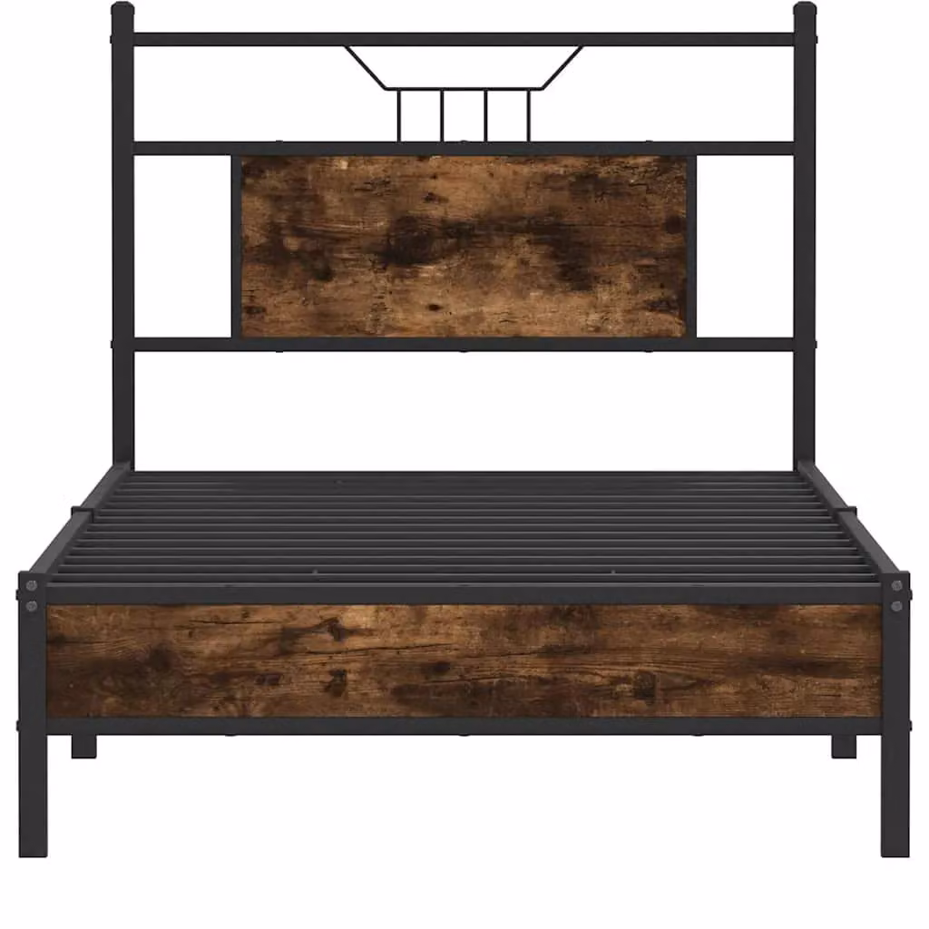 Berkfield Home Smoked Oak Bed Frame in Brown, W/D/H: 90 x 200 cm – 3