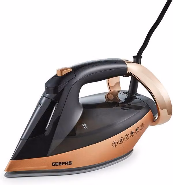 Geepas 2400W Steam Iron with Auto Temperature Control, Auto Shut Off and 1.2L Tank in Brown