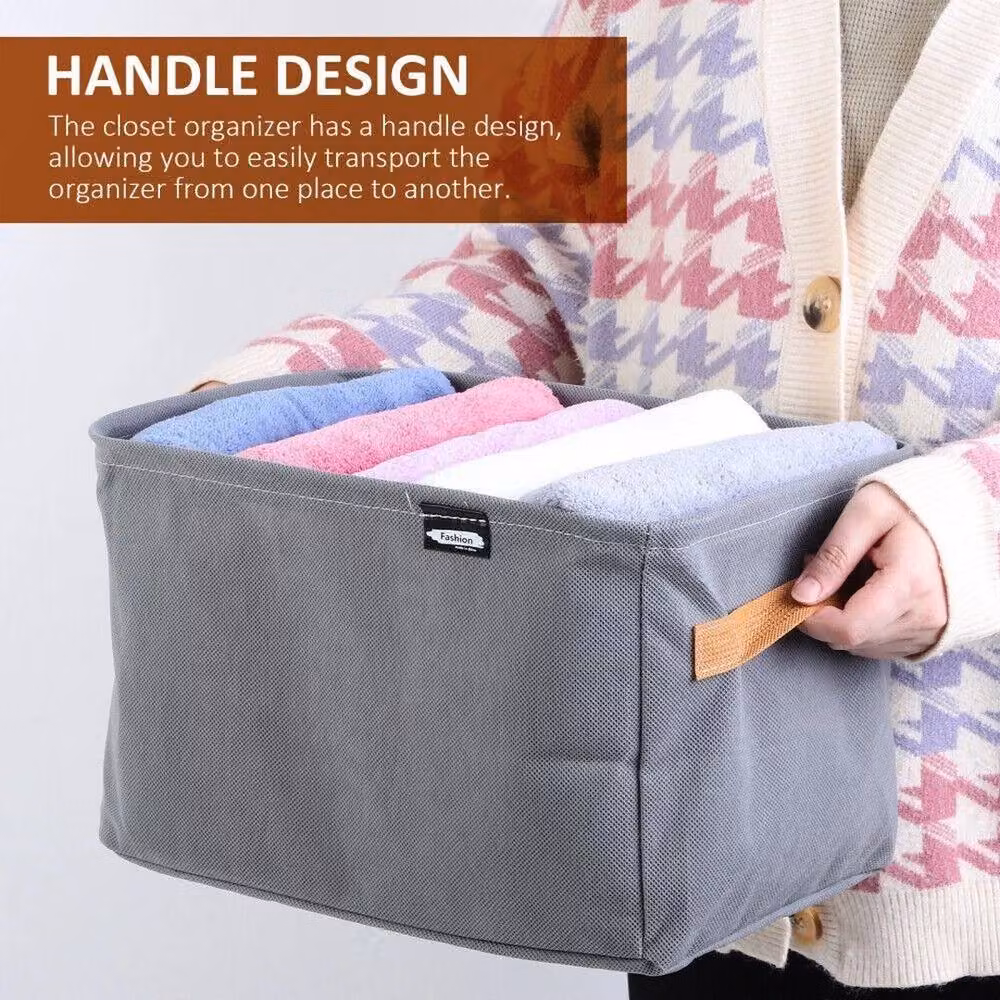 FORGEVIO Set of 4 Foldable and Stackable Storage Boxes in Grey, 50 cm – 3