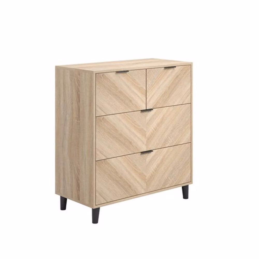 Lemon Pavilion Furniture Stockholm Chevron 4 Drawer Chest in Brown, W82 x D39 x H90 cm – 2