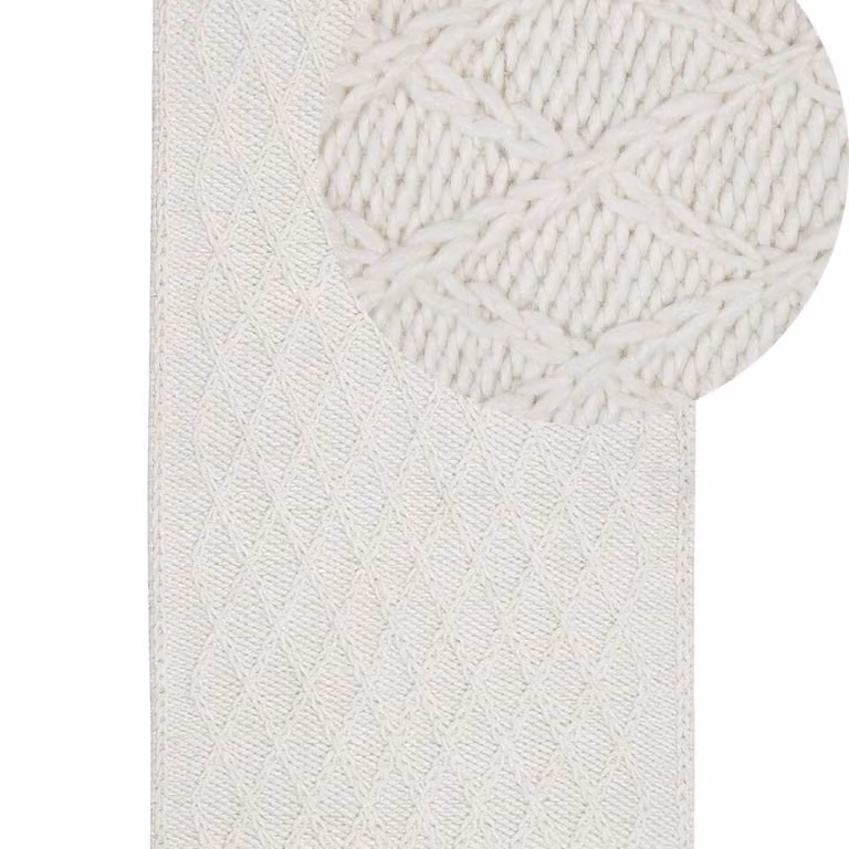 Wyld and Coco White Wool and Viscose Hand-Woven Area Rug, W: 80 cm, L: 150 cm