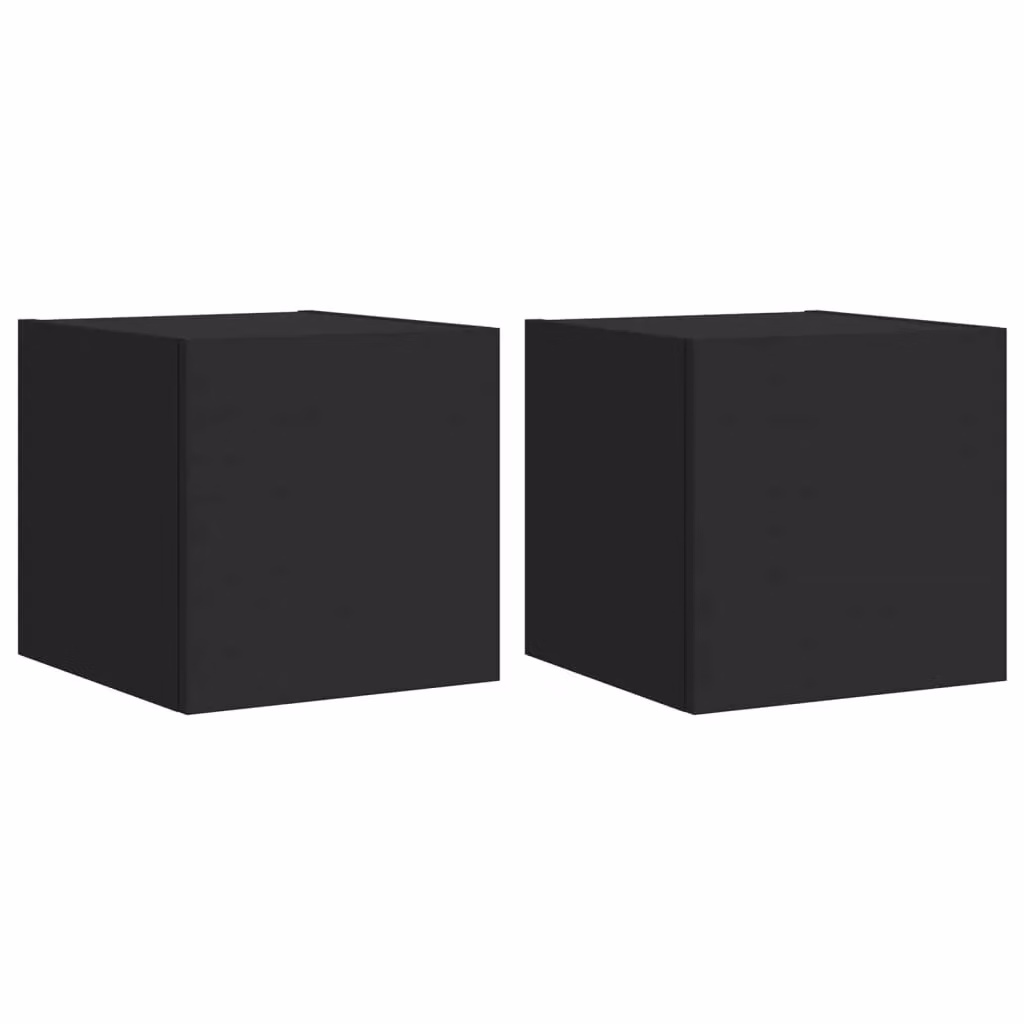 Berkfield Home Modern Wall Mounted TV Cabinets with Integrated LED Lights, Black, W/D/H: 30.5 x 35 x 30.5 cm, 2 Pack – 2