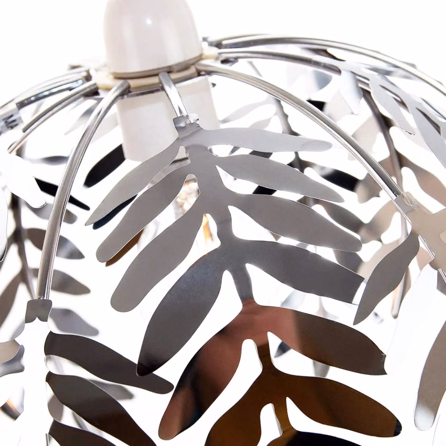 Happy Homewares Traditional Fern Leaf Design Ceiling Pendant Light Shade in Silver – 2