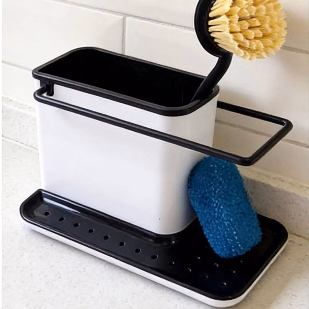 NESTLUNE Black and White Plastic Kitchen Sink Tidy Caddy Organiser – 2