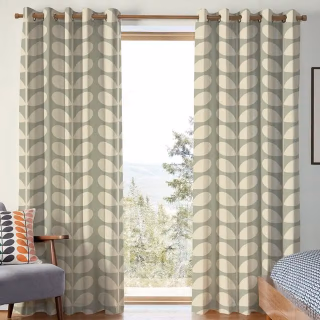 Orla Kiely Jumbo Solid Stem Made to Measure Blackout Cotton Curtain in Pebble