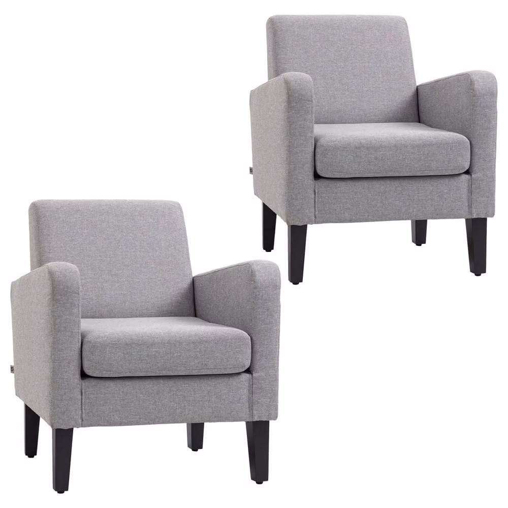 Wyld Haus Nimi Set of 2 Modern Grey Fabric Accent Armchairs with Black Legs and Solid Wood Frame – 2