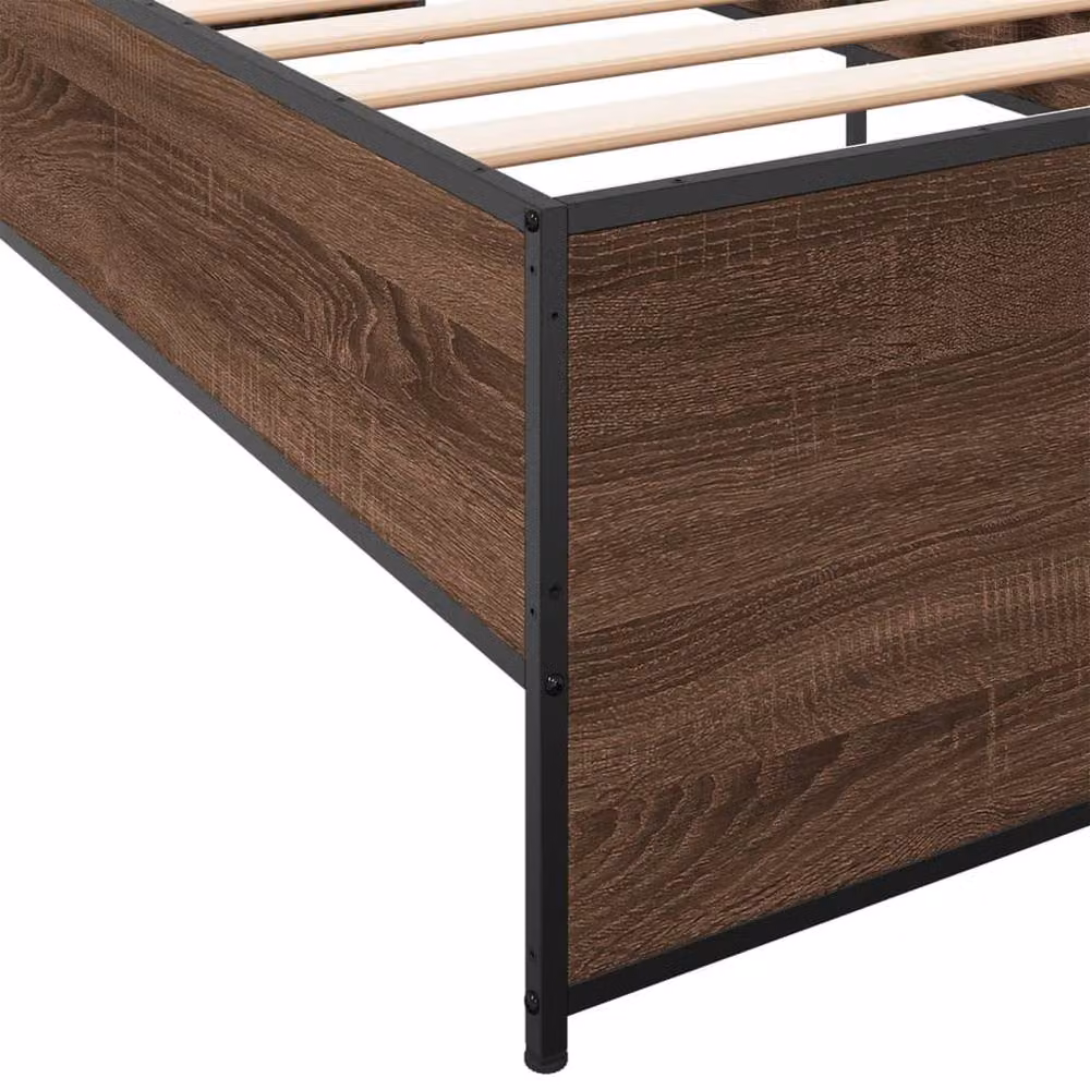 Berkfield Home Single Bed Frame in Brown Oak, W/D/H: 90 x 190 x 39.5 cm – 4