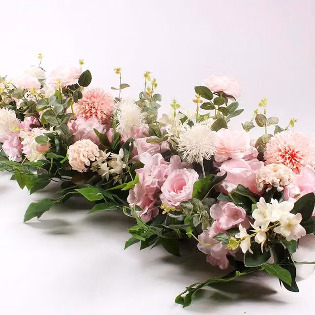 Livingandhome Pink Mixed Artificial Floral Flower Swag for Wedding Arch Backdrops
