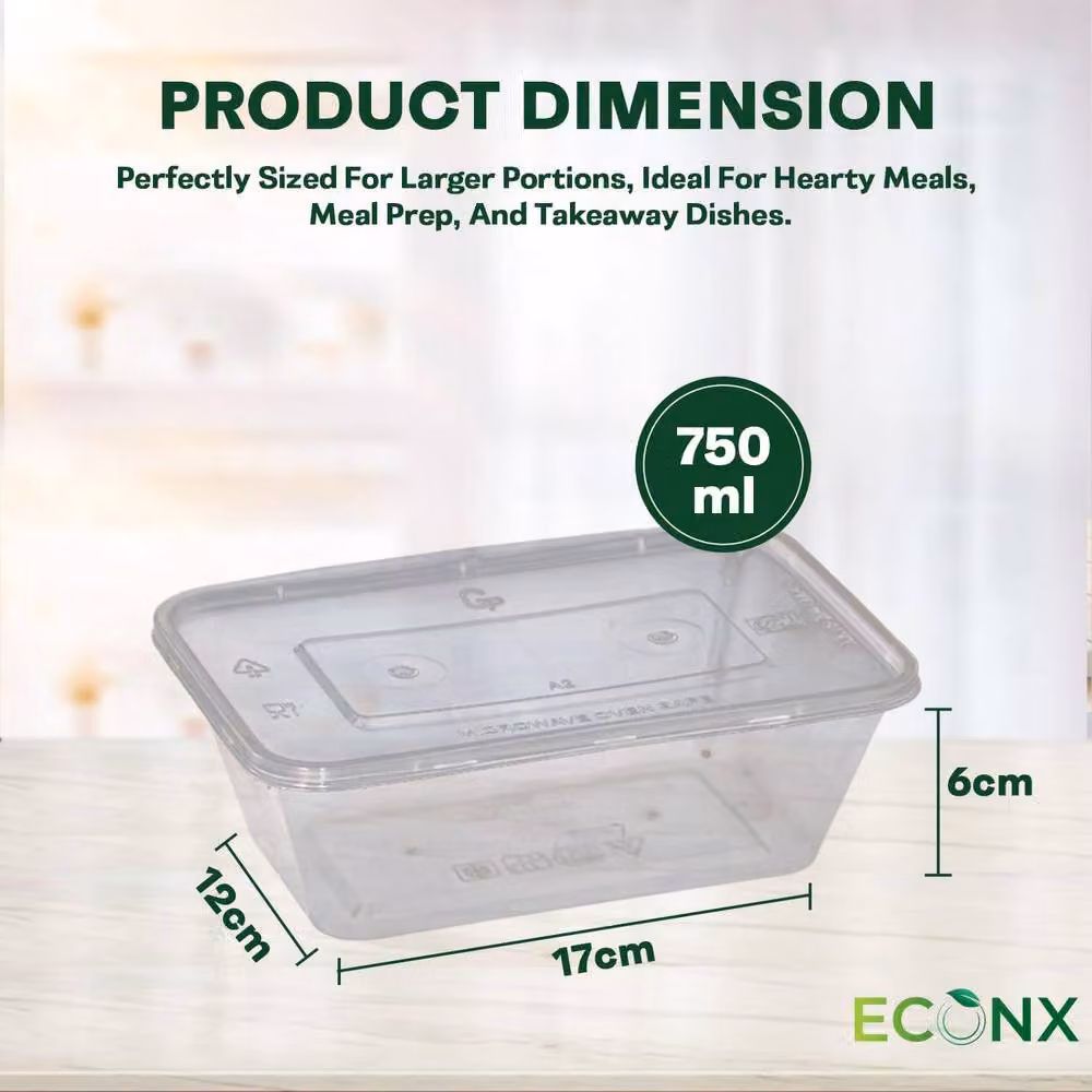 ECONX 25 Piece Set of Airtight Plastic Food Storage Containers with Lids, 750ml, Clear – 2