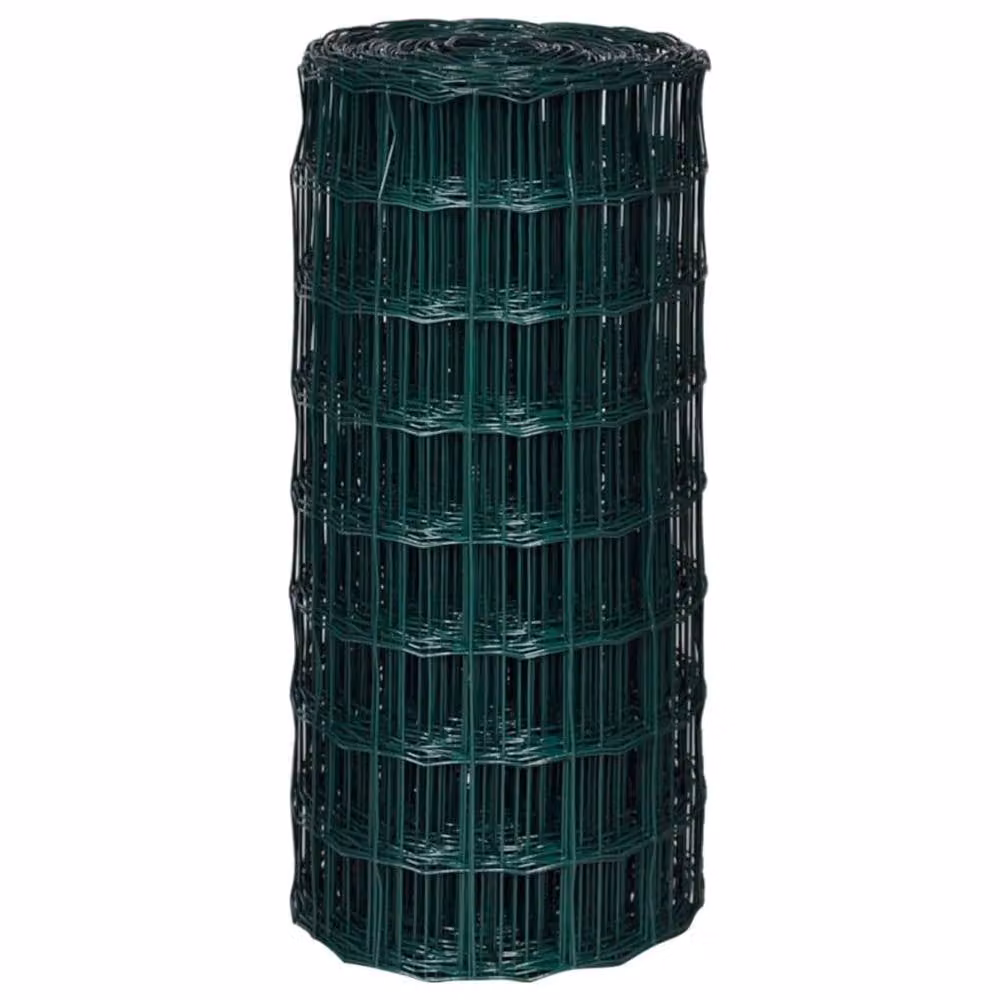 Berkfield Home Euro Fence Green PVC-Coated Steel Fencing, W: 10 m, H: 1.8 m – 3