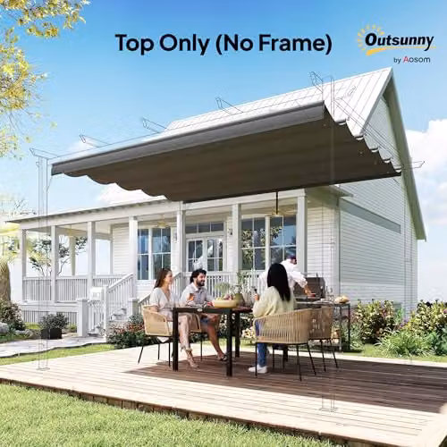 Outsunny Retractable Pergola Shade Cover, Dark Grey, W: 3.5 m x D: 2.6 m – 7