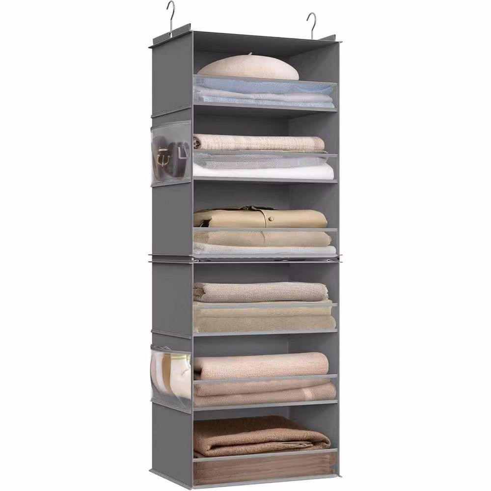 The Bazaarist 6 Tier Foldable Hanging Wardrobe Organizer in Light Grey – 2