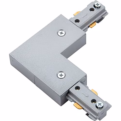 Loops Silver Corner Connector for Commercial Track Light Systems, Dimmable, W/D/H: 10.7 x 10.7 x 10.7 cm