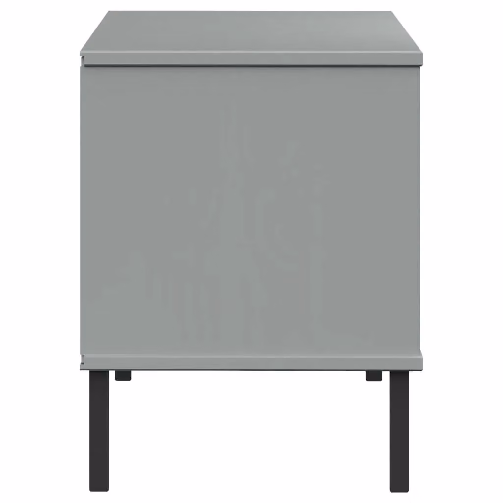 Berkfield Home OSLO Solid Wood Shoe Rack with Metal Legs, Grey, W/D/H: 106 x 35 x 45 cm – 3