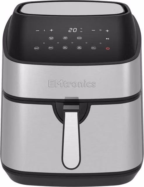 EMtronics 9 Litre Digital Single Basket Air Fryer in Silver Stainless Steel