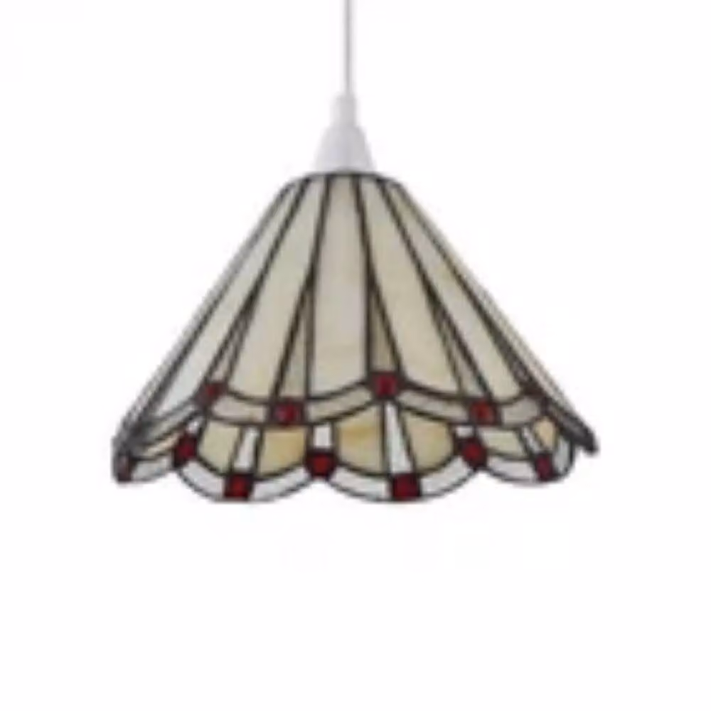 Havendro Set of 2 Tiffany Red and Multicolour Glass Easy Fit Pendant Shades – 2