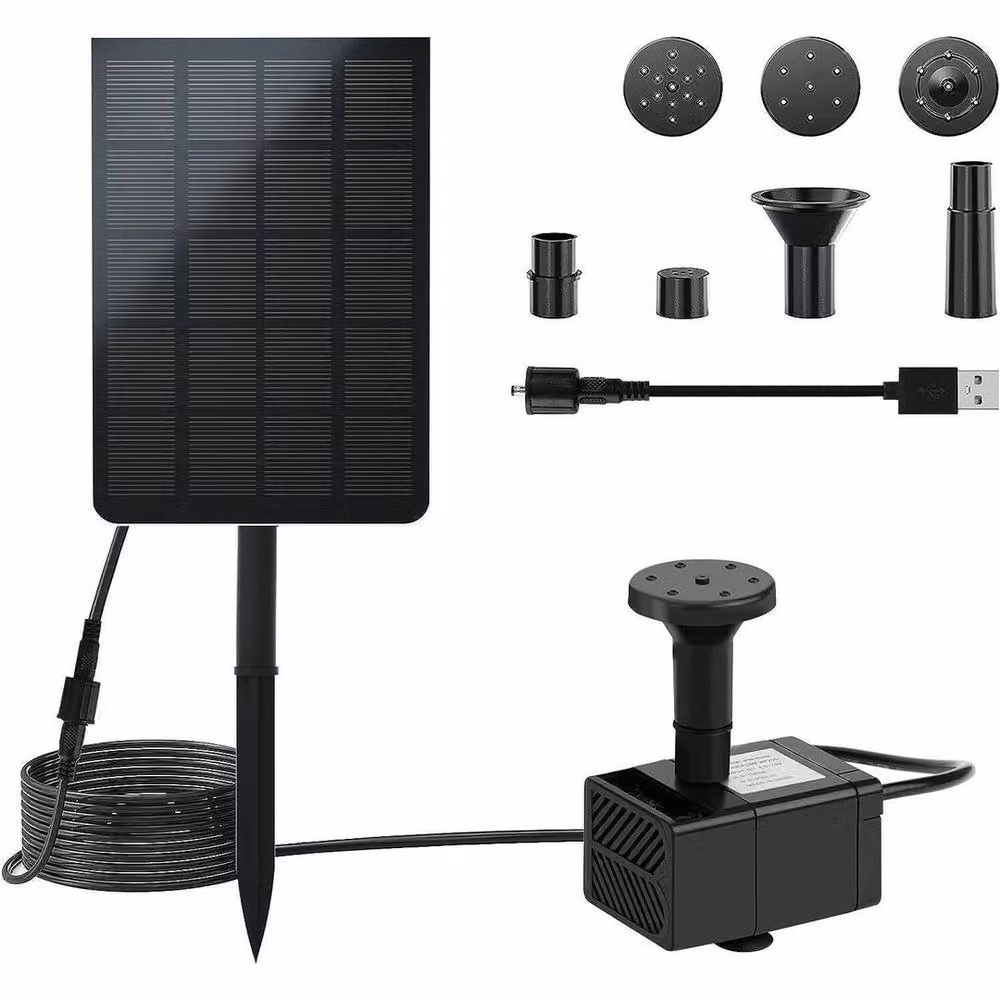 FLAVORA Solar Panel Powered Water Feature Pump in Black, 200L/H, W/D/H: 100 x 100 x 55 cm – 6