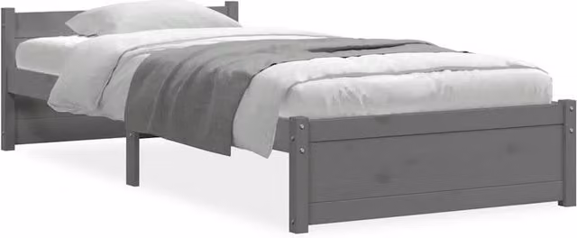 Berkfield Home Small Single Solid Wood Bed Frame in Grey, W: 75 cm, L: 190 cm