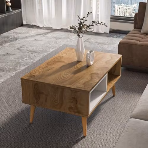 DECOROTIKA Oberon Rectangular Design Coffee Table in Oud and White, W/D/H: 90 x 60 x 43 cm – 3