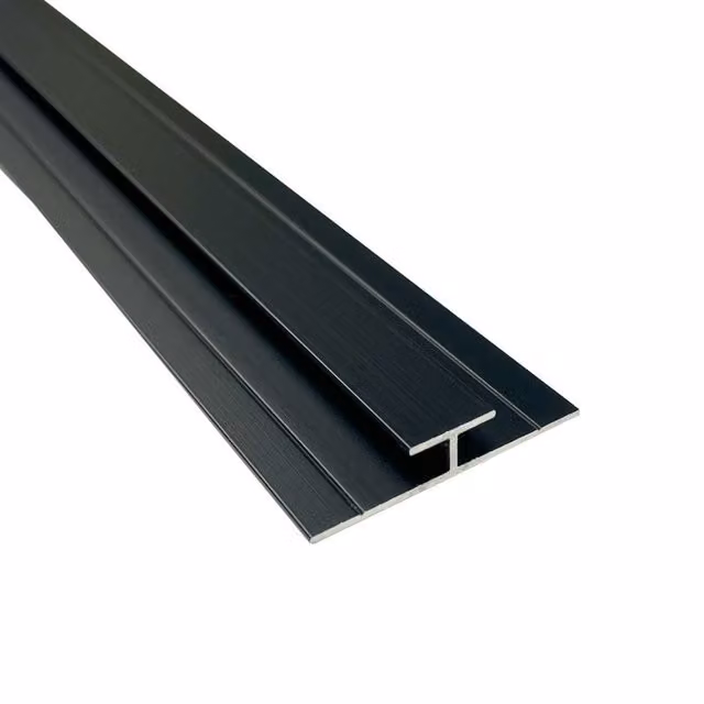 Wetwall Matt Black Alloy Bathroom Panel H Trim, 4mm Thickness, Length: 2440mm
