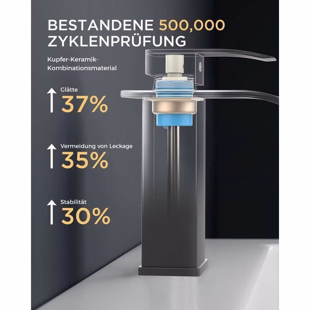 KORVIXA Single-Lever Bathroom Basin Mixer Tap in Matt Black – 3