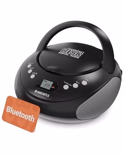 Oakcastle Portable Bluetooth CD Boombox with FM Radio and 3.5 mm Jack, Black – 1