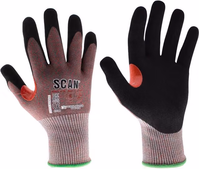 Scan Nitrile Palm Cut F Gloves, Multicolour, Size: Medium