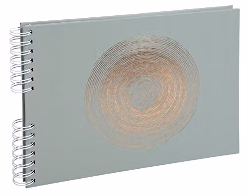 Exacompta Ellipse Spiral Photo Album, Green Imitation Leather with Rose Gold Ellipse Marking, 150 Photos, 50 White Pages, W: 32 cm, H: 22 cm