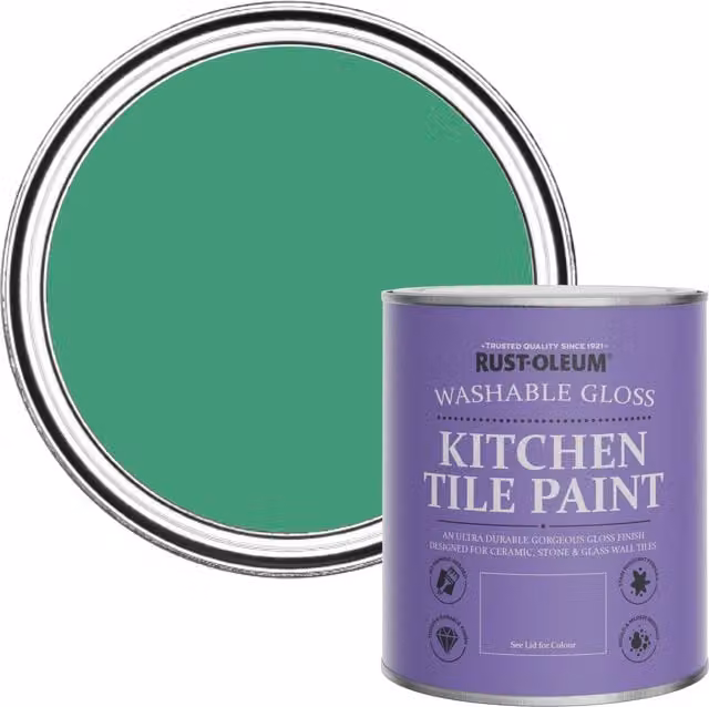 Rust-Oleum Water-Based Kitchen Tile Paint in Gloss Finish, Green, 0.75 l