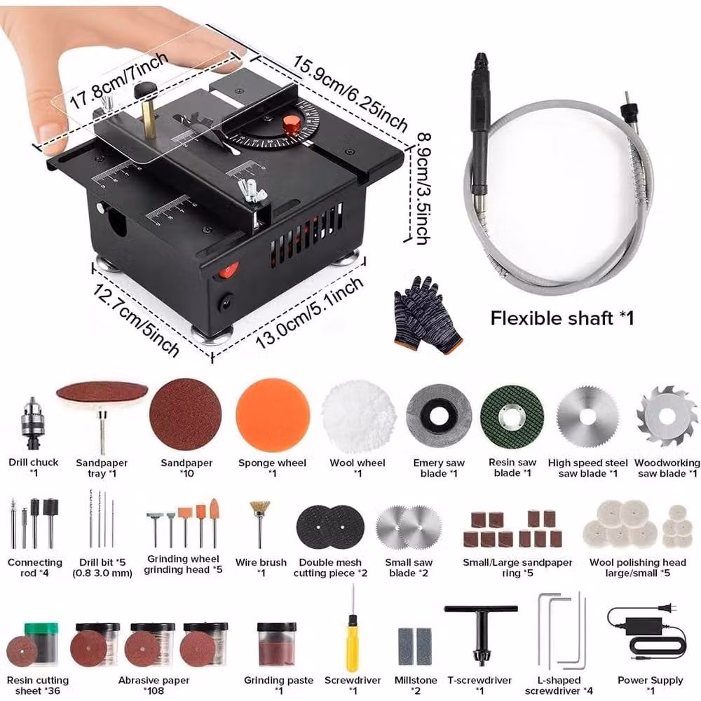 Ventryn 7-Speed Mini Benchtop Saw Cutter for Wood and Acrylic, Black – 2