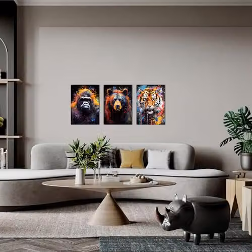 Simpa Beast of the Forests 3 Panel Multicolour Canvas Wall Art – 3