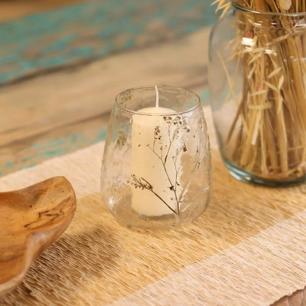 Serenityy Margarita Natural Floral Glass Candle Holder, Transparent, W/D/H: 12 x 11 x 11 cm – 2