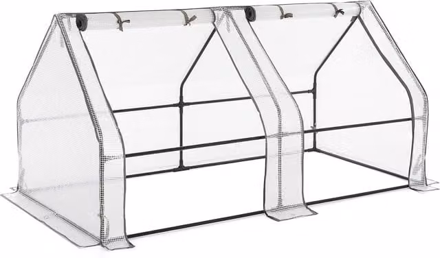 Christow Large Gable Grow Tunnel with Reinforced Plastic Cover and Steel Frame in Black