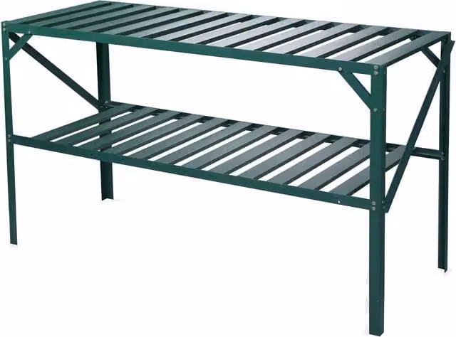 Primrose Traditional Greenhouse Staging Shelf Workbench Table in Green, Width: 126 cm – 1
