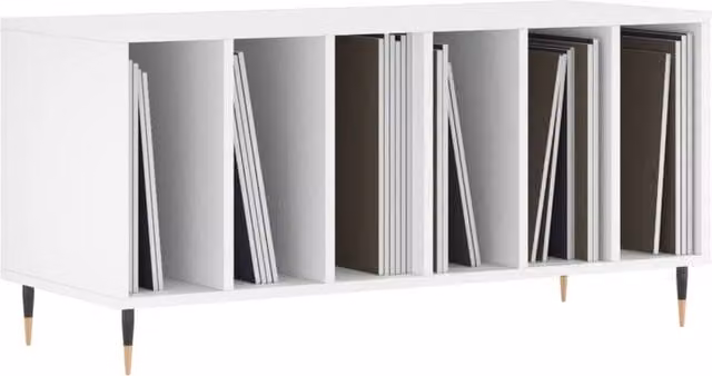 Berkfield Home Record Cabinet in White, W/D/H: 100 x 38 x 48 cm