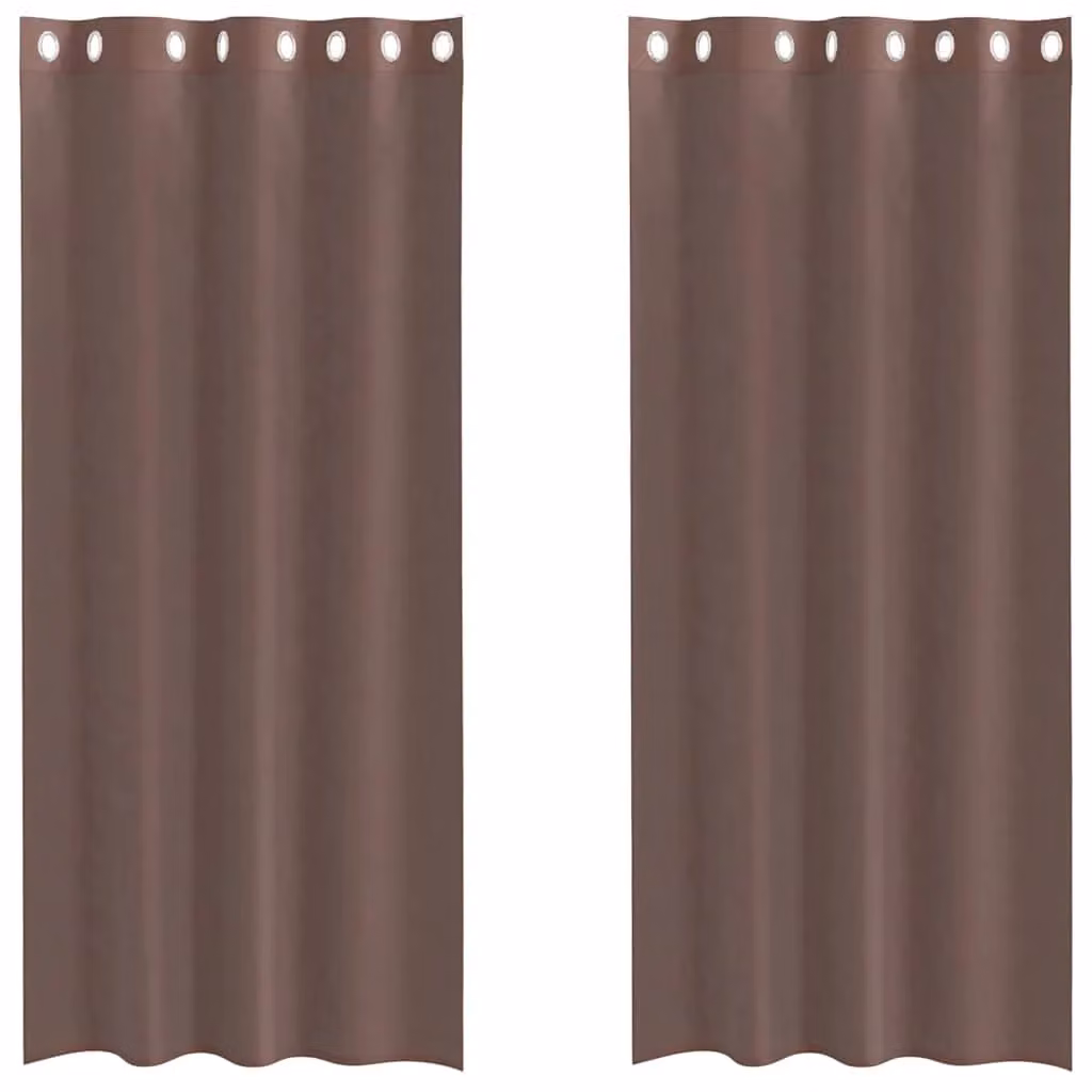 Berkfield Home Brown Transparent Voile Fabric Panel Curtains with Eyelets, 2 Pack, W: 140 cm, H: 225 cm – 2