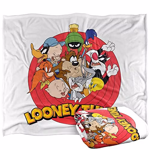 LOGOVISION Looney Tunes Super Soft Microfibre Fleece Throw Blanket, Multicolour and White, W/D/H: 152 x 127 x 1 cm – 1