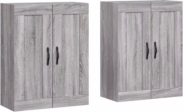 Berkfield Home Set of 2 Wall Mounted Cabinets in Grey Sonoma Engineered Wood