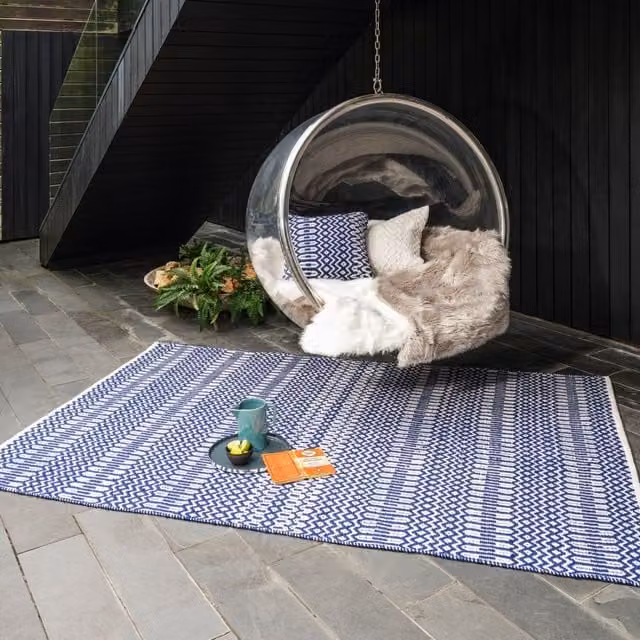 The Rug Shop UK Blue Modern Geometric Handmade Easy to Clean Area Rug W: 200 cm, D: 290 cm