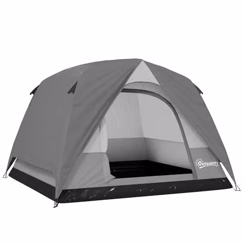 Outsunny 3-4 Person Easy Set Up Dome Camping Tent in Dark Grey – 1