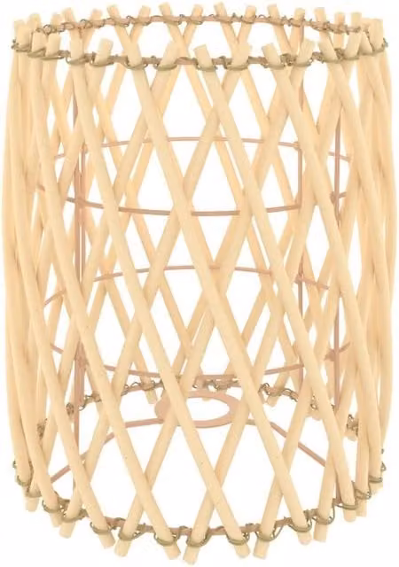 Berkfield Home Boho Cylinder Wicker Lamp Shade in Beige and Brown, W/D/H: 23 x 23 x 28 cm