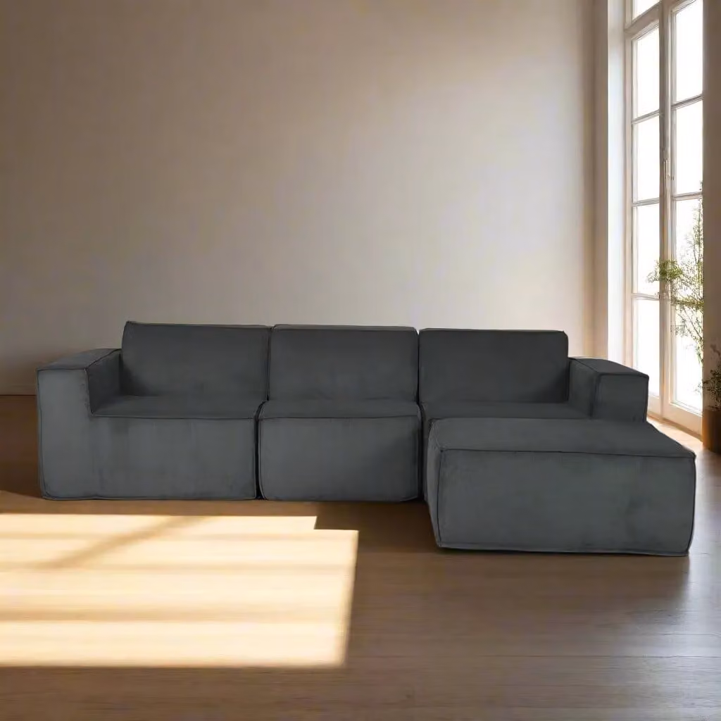 Furniture Maxi Hugspacee 3 Seater Corduroy Sofa with Matching Ottoman in Grey – 4