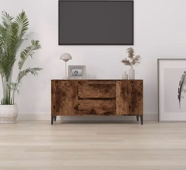 Berkfield Home Smoked Oak TV Cabinet in Brown, W: 102 cm, D: 44.5 cm, H: 50 cm