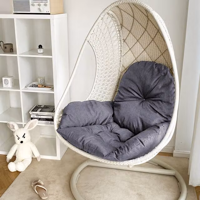 Livingandhome Grey Oval Cushion for Egg Swing Chair with Armrests and Backrest