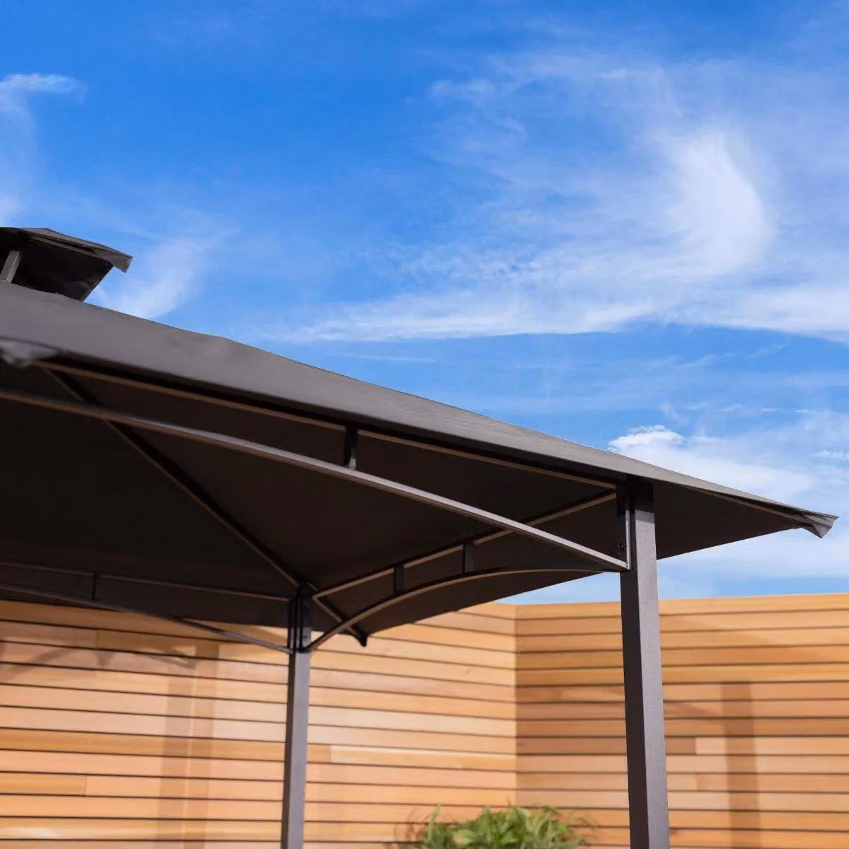 Charles Bentley Large BBQ Gazebo Outdoor Tent Shelter with Steel Frame and Polyester Canopy in Grey, W/D/H: 240 x 150 x 230 cm – 4