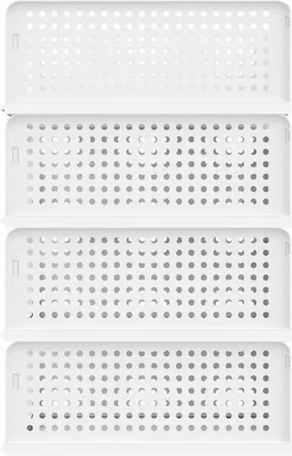 NESTLUNE 4 Tier Stackable and Foldable Wardrobe Organiser Rack in White – 1