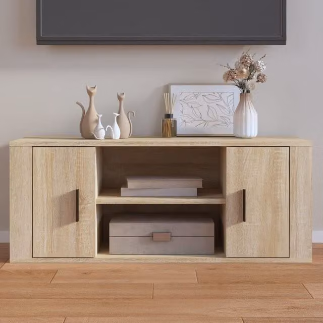 Berkfield Home Modern Sonoma Oak TV Cabinet in Brown, W/D/H: 100 x 35 x 40 cm