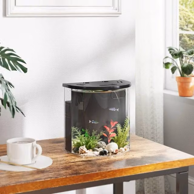 EONLION Nano Aquarium Starter Kit with Filter System, Black